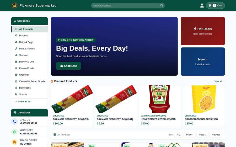 Pickmore Supermarket Online Store