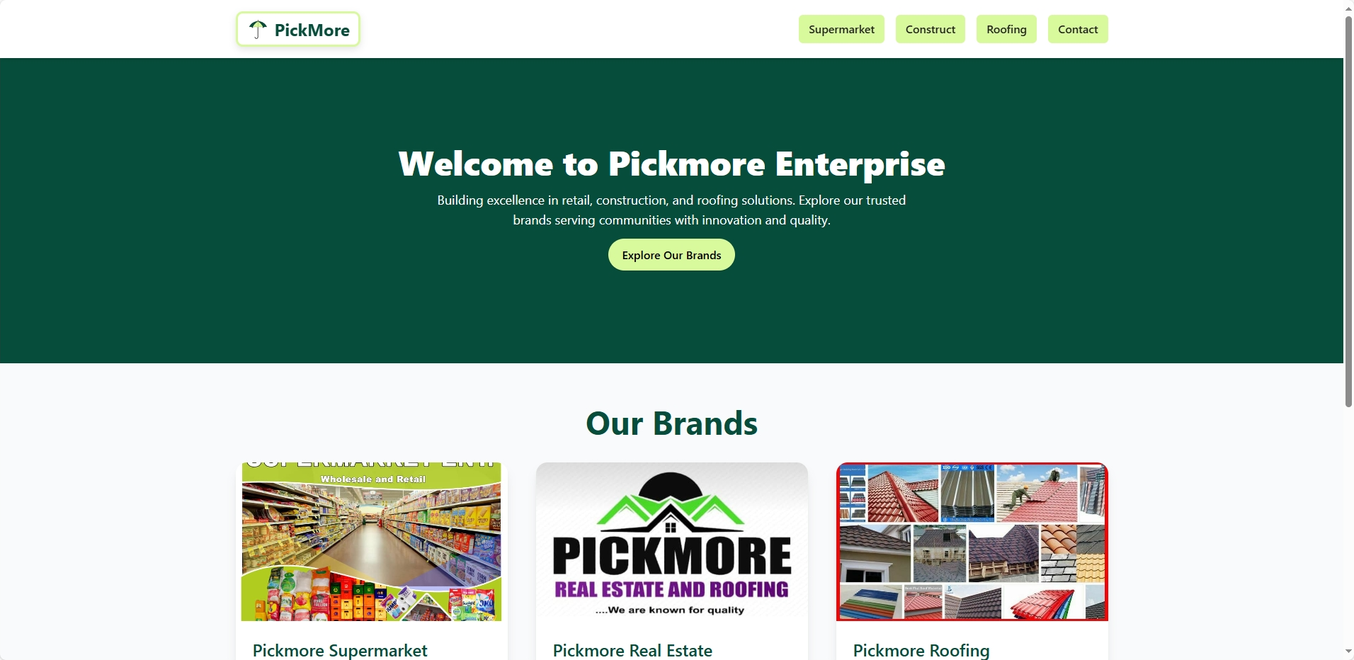 Pickmore Website Screenshot